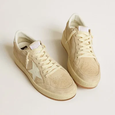 Golden Goose Ball Star 2 in beige suede with white leather star and heel tab | ggoose.org