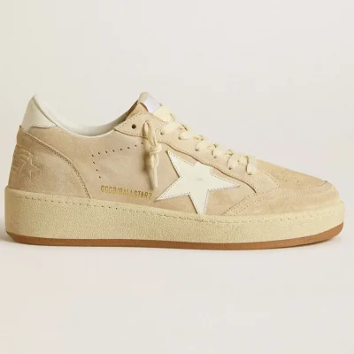 Golden Goose Ball Star 2 in beige suede with white leather star and heel tab | ggoose.org