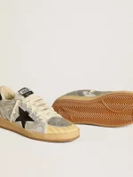 Golden Goose Ball Star LAB in silver leather with black suede star and heel tab | ggoose.org