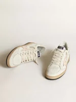 Golden Goose Ball Star LTD in white nappa with a salmon-pink nappa star | ggoose.org