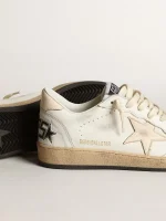 Golden Goose Ball Star LTD in white nappa with a salmon-pink nappa star ggoose.org
