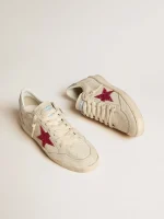 Golden Goose Ball Star LTD with fuchsia glitter star and light gray suede heel tab | ggoose.org