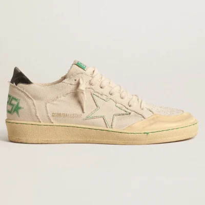 Golden Goose Ball Star LTD with vanilla canvas star and leather heel tab | ggoose.org