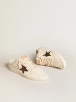 Golden Goose Ball Star Sabots in ivory nappa with bronze glitter star | ggoose.org