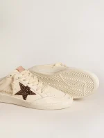 Golden Goose Ball Star Sabots in ivory nappa with bronze glitter star | ggoose.org
