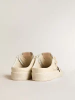 Golden Goose Ball Star Sabots in ivory nappa with bronze glitter star | ggoose.org