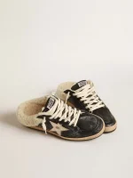 Golden Goose Ball Star Sabots in nappa with platinum star and shearling lining | ggoose.org
