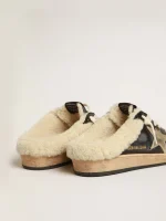Golden Goose Ball Star Sabots in nappa with platinum star and shearling lining | ggoose.org