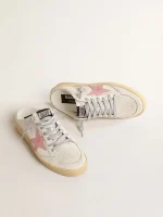 Golden Goose Ball Star Sabots in white nappa with an old-rose leather star | ggoose.org