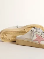 Golden Goose Ball Star Sabots in white nappa with an old-rose leather star | ggoose.org