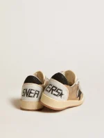 Golden Goose Ball Star in beige nubuck and nappa with black Swarovski crystal star | ggoose.org