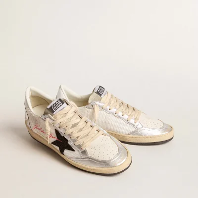 Ball Star in white mesh with black glitter star and silver inserts | ggoose.org