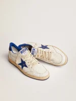 Golden Goose Men's Ball Star in white nappa with blue star and heel tab | ggoose.org
