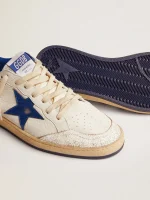 Golden Goose Men's Ball Star in white nappa with blue star and heel tab | ggoose.org