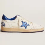 Golden Goose Men's Ball Star in white nappa with blue star and heel tab | ggoose.org