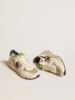 Men's Running Sole LTD in gray leather and white nappa with black leather star | ggoose.org