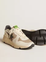 Men's Running Sole LTD in gray leather and white nappa with black leather star | ggoose.org