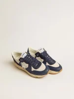 Running Sole in cream mesh and blue leather with a white leather star | ggoose.org