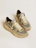 Running Sole in gray suede with white star and white heel tab | ggoose.org