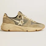 Running Sole in gray suede with white star and white heel tab | ggoose.org