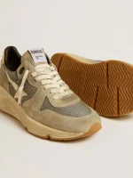 Running Sole in gray suede with white star and white heel tab | ggoose.org