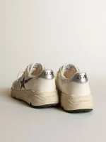 Running Sole in white leather and mesh with blue laminated leather star | ggoose.org