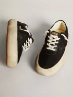 Space-Star shoes in black nylon with black leather star and heel tab | ggoose.org