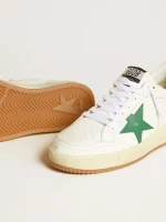 Golden Goose Women's Ball Star 2 with green leather star and metallic leather heel tab | ggoose.org