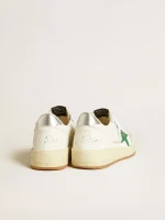 Golden Goose Women's Ball Star 2 with green leather star and metallic leather heel tab | ggoose.org