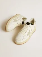Golden Goose Women’s Ball Star 2 with ice-gray suede star and glossy black leather heel tab | ggoose.org
