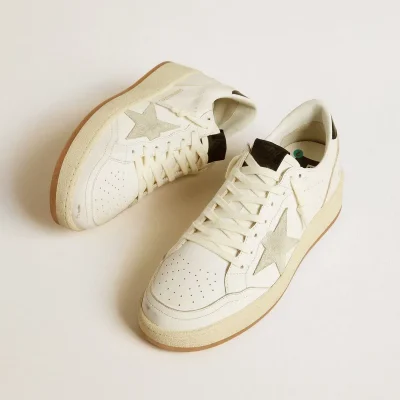 Golden Goose Women’s Ball Star 2 with ice-gray suede star and glossy black leather heel tab | ggoose.org