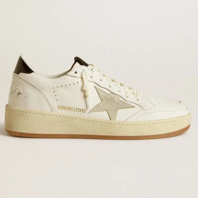 Golden Goose Women’s Ball Star 2 with ice-gray suede star and glossy black leather heel tab | ggoose.org