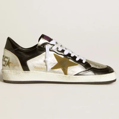 Golden Goose Women’s Ball Star LAB in silver leather with brown leather star and black heel tab | ggoose.org