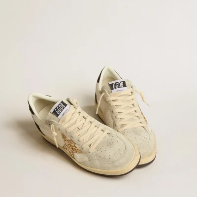 Golden Goose Women’s Ball Star LTD in nappa and suede with glitter star and black heel tab | ggoose.org