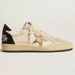 Golden Goose Women’s Ball Star LTD in nappa and suede with glitter star and black heel tab | ggoose.org