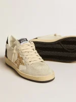 Golden Goose Women’s Ball Star LTD in nappa and suede with glitter star and black heel tab | ggoose.org