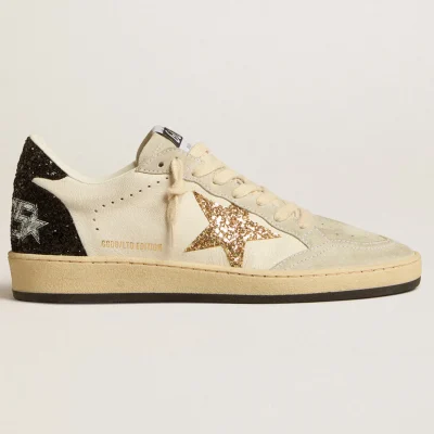 Golden Goose Women’s Ball Star LTD in nappa and suede with glitter star and black heel tab | ggoose.org