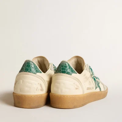Women's Ball Star LTD in nappa with green crocodile-print leather star | ggoose.org