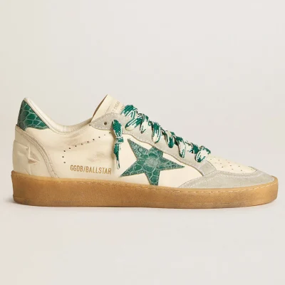 Women's Ball Star LTD in nappa with green crocodile-print leather star | ggoose.org