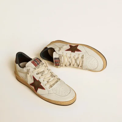 Golden Goose Women’s Ball Star LTD with mesh star and midnight blue leather heel tab | ggoose.org