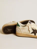 Golden Goose Women’s Ball Star with black leather star and green leather heel tab | ggoose.org