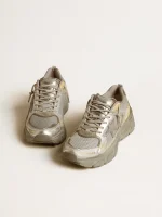 Women’s Lightstar in metallic leather and silver mesh with gray star | ggoose.org