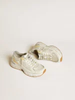 Women’s Lightstar in white leather and mesh with worn-white star | ggoose.org