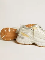 Women’s Lightstar in white leather and mesh with worn-white star | ggoose.org