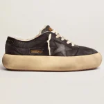 Women's Space-Star shoes in quilted black nylon with shearling lining | ggoose.org