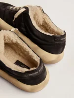 Women's Space-Star shoes in quilted black nylon with shearling lining | ggoose.org