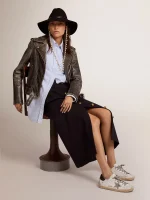Golden Goose Women's Super-Star with black heel tab and metal stud lettering | ggoose.org
