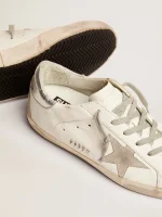 Golden Goose Women's Super-Star with silver heel tab and metal stud lettering | ggoose.org